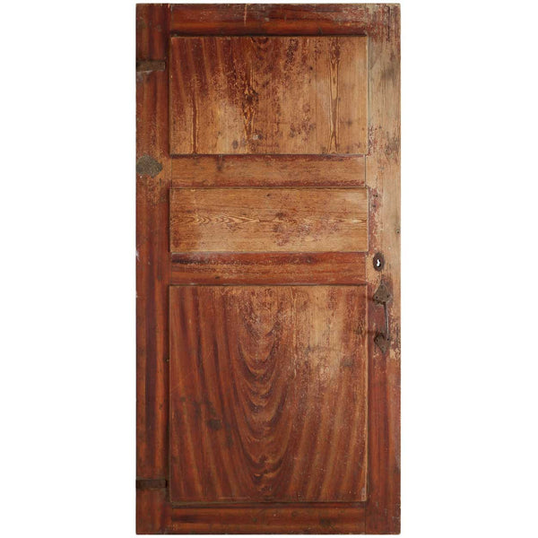Small Danish Faux Grain Painted Pine Single Panelled Door