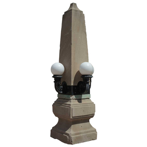 American Beaux-Arts Limestone Architectural Four-Light Chicago Riverwalk Obelisk