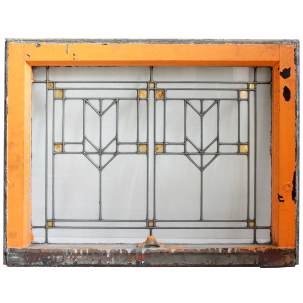 Set of 24 American Prairie School Stained and Leaded Glass Windows