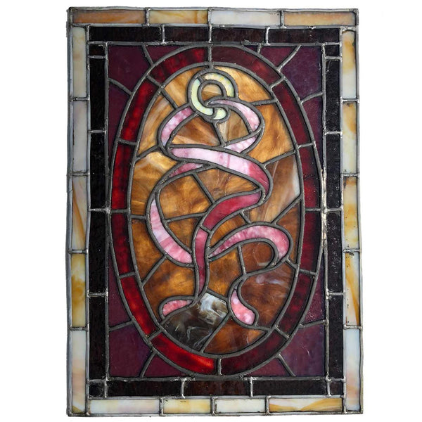 Small American Victorian Opalescent Stained and Leaded Glass Ribbon Window