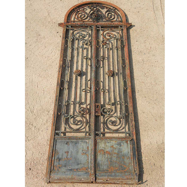 Argentine Beaux Arts Wrought Iron Double Door Entry Gate and Arched Transom