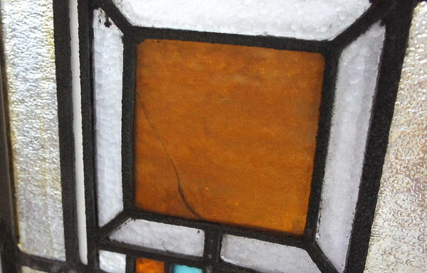 Framed American Prairie School Stained and Zinc Framed Glass Window