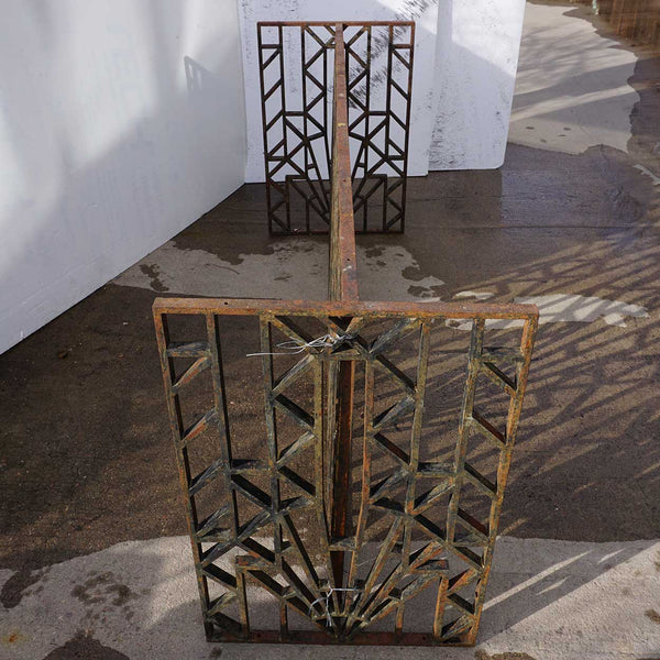 French Art Deco Wrought Iron Architectural Grille Panels Table Base