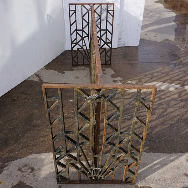 French Art Deco Wrought Iron Architectural Grille Panels Table Base