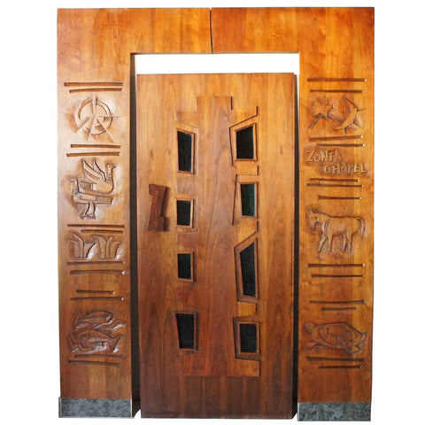 Rare American EDGAR BRITTON Mid Century Modern Walnut Door and Surround