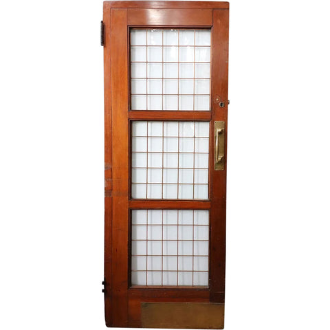 English Mahogany and Copper Leaded Glass Single Door