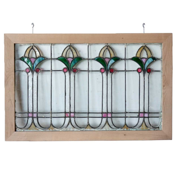 American Arts and Crafts / Bungalow Stained, Leaded, Jeweled and Beveled Glass Window