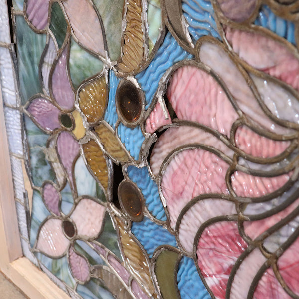 American Boettcher Mansion Stained, Leaded and Jewelled Glass Curved Window