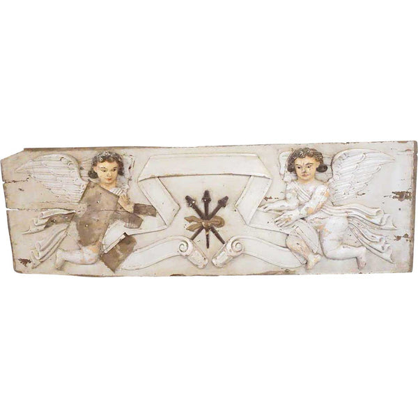 Indo-Portuguese Baroque Painted Teak Architectural Altar Wall Panel