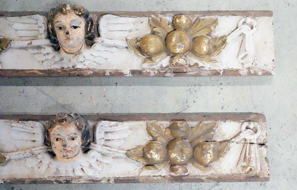 Two Indo-Portuguese Baroque Painted Teak Architectural Altar Wall Panels