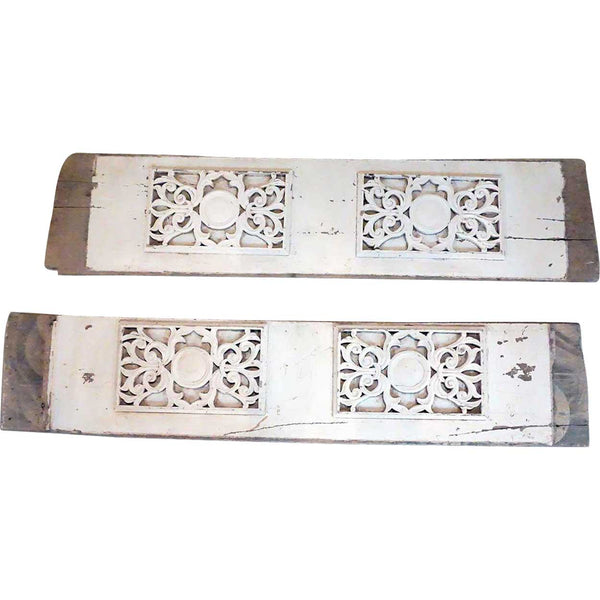 Set of Two Indo-Portuguese Baroque Painted Teak Architectural Carved Planks