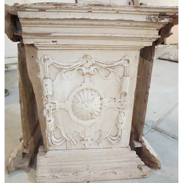 Three-Piece Indo-Portuguese Baroque Painted Teak Architectural Column Base