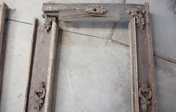 Pair Indo-Portuguese Baroque Painted Teak Architectural Door Frames