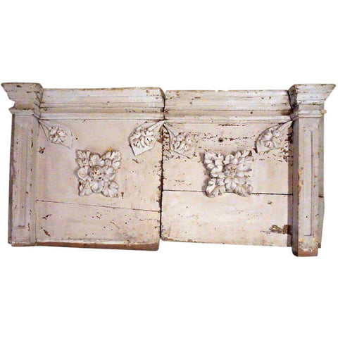 Two-Piece Indo-Portuguese Baroque Painted Teak Architectural Altar Panel
