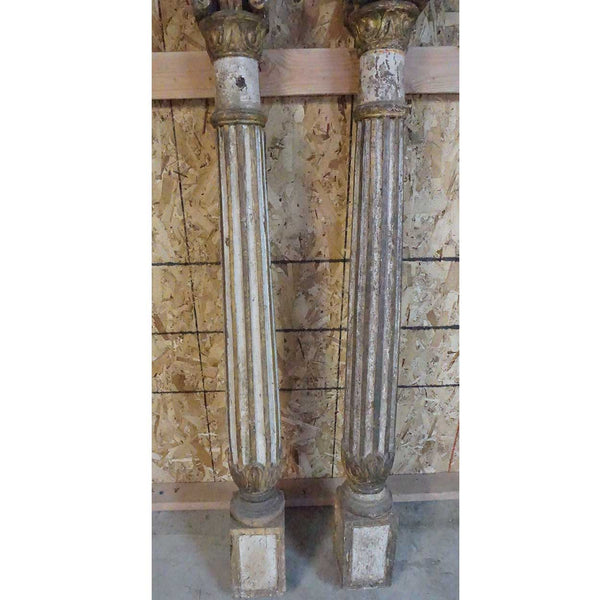 Two Pairs Indo-Portuguese Baroque Painted Teak Columns