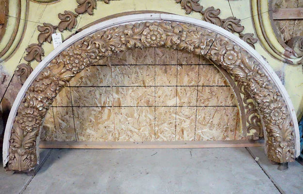 Indo-Portuguese Baroque Floral Carved Teak Architectural Arch
