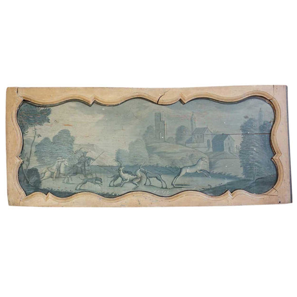 French Provincial Louis XV Blue Painted Pine Trumeau Boiserie Panel
