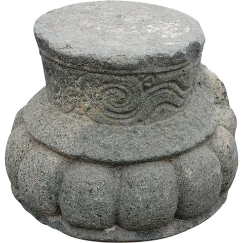 Chinese Qing Green Stone Round Architectural Pillar Base