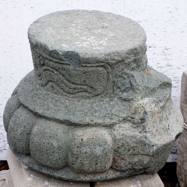 Chinese Qing Green Stone Round Architectural Pillar Base
