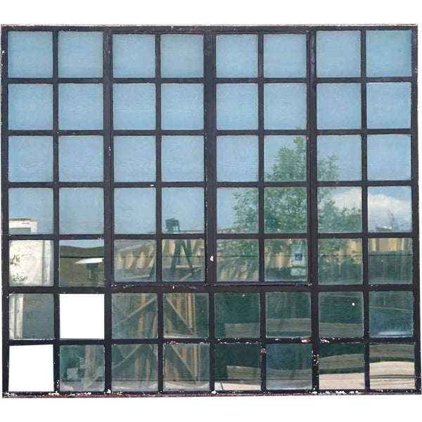 Large Vintage Industrial Heavy Painted Iron Frame Casement Window