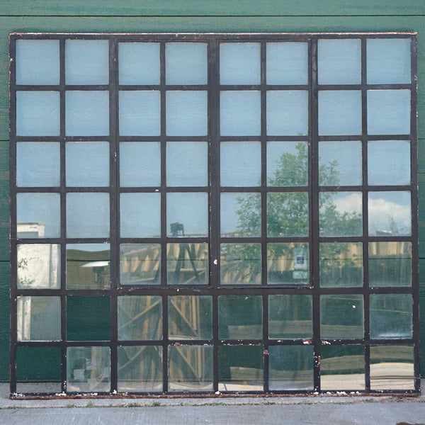 Large Vintage Industrial Heavy Painted Iron Frame Casement Window