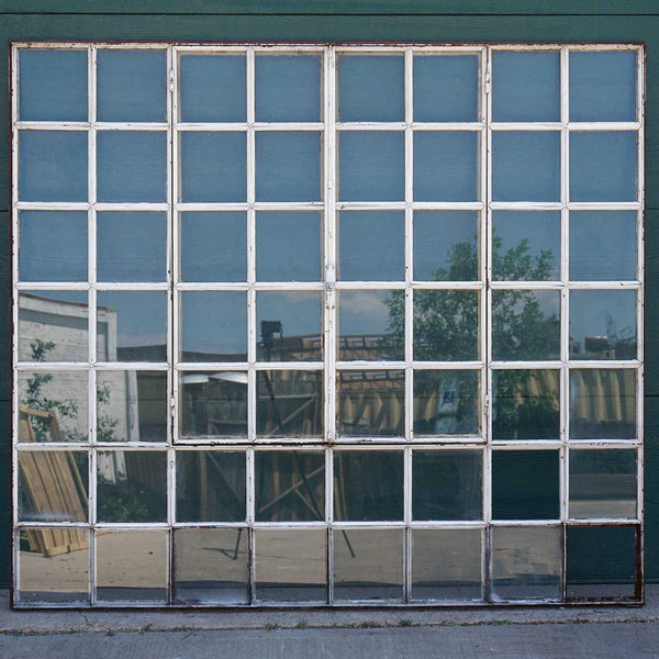 Large Vintage Industrial Heavy Painted Iron Frame Casement Window