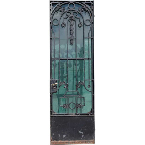 Tall French Beaux-Arts Wrought Iron and Glass Single Entry Door