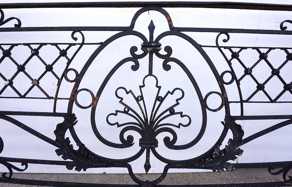Large French Beaux-Arts Wrought Iron Bowfront Balcony