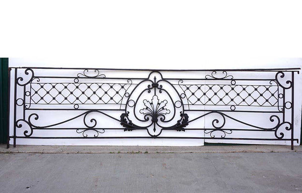 Large French Beaux-Arts Wrought Iron Bowfront Balcony