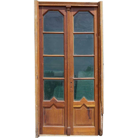 French Art Deco Walnut and Beveled Glass Double Door