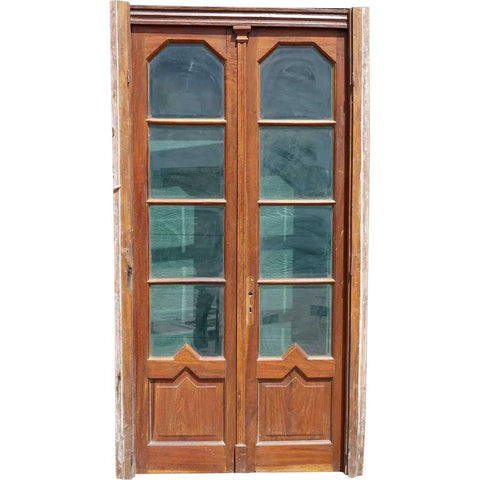 French Art Deco Walnut and Beveled Glass Double Door