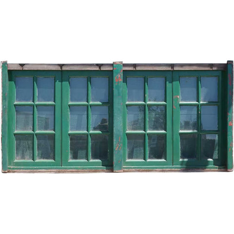 Argentine Painted Mahogany Glass Pane Four-Part Casement Window