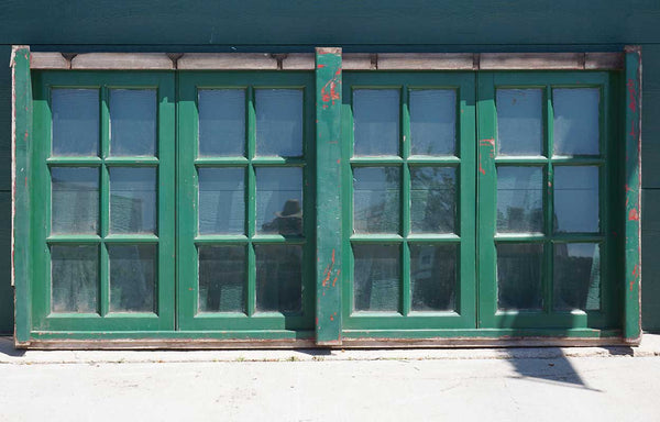 Argentine Painted Mahogany Glass Pane Four-Part Casement Window