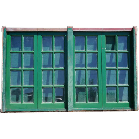 Argentine Painted Mahogany Glass Pane Four-Part Casement Window