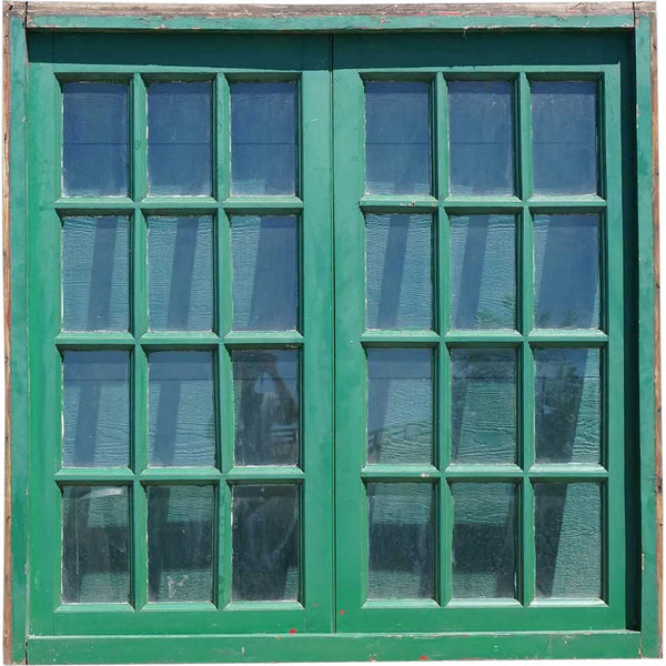 Argentine Painted Mahogany Glass Pane Double Casement Window