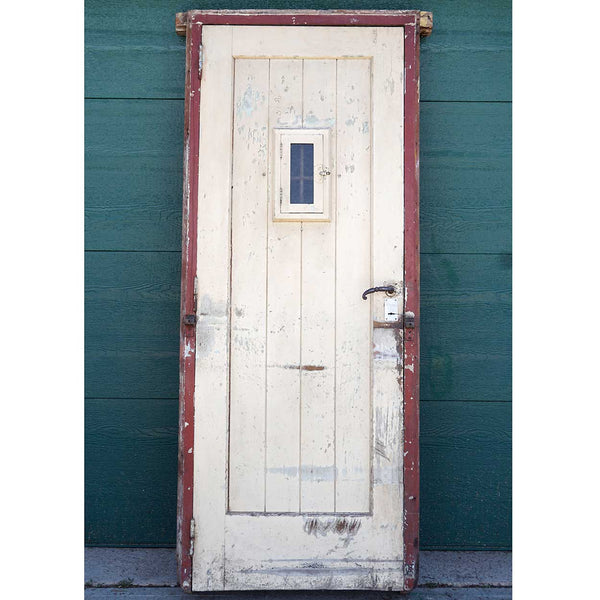 Spanish Style Green Painted Pine and Iron Single Door