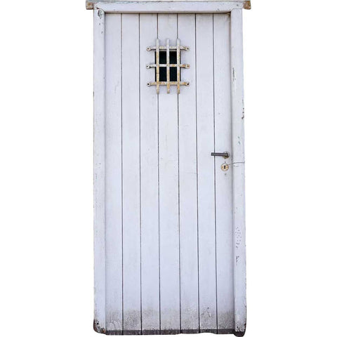 Spanish Style White Painted Pine and Iron Single Door