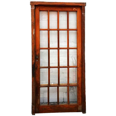 Arts and Crafts Mahogany Glass Pane Interior Single Door and Frame