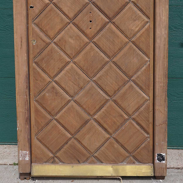 Vintage Argentine Mahogany Diamond Panel Arched Single Entry Door