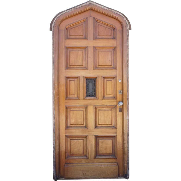 Argentine Mahogany Pointed Arch Single Paneled Entry Door