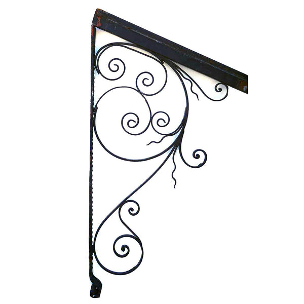 Large Pair of French Scrolled Wrought Iron Architectural Door Awning Brackets