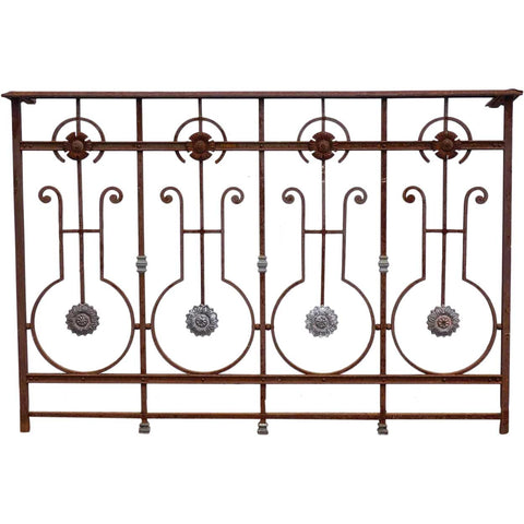 Small Spanish Art Nouveau Wrought Iron and Zinc Balcony Railing