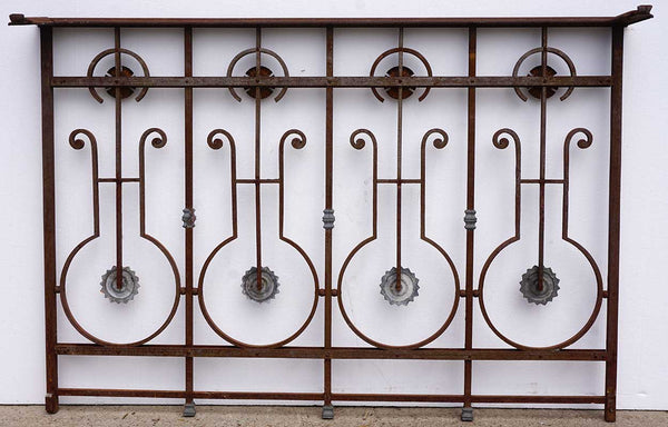 Small Spanish Art Nouveau Wrought Iron and Zinc Balcony Railing
