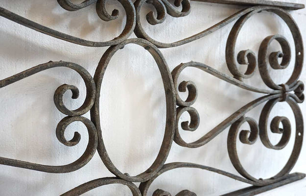 French Beaux Arts Wrought Iron Architectural Grille Panel