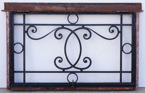 Heavy French Beaux-Arts Wrought Iron Door Architectural Transom