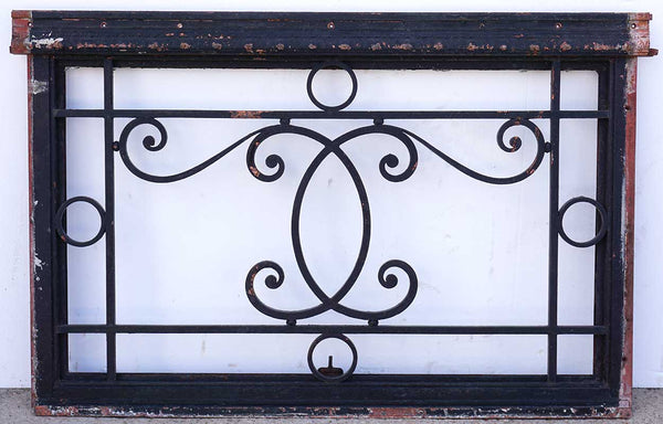 Heavy French Beaux-Arts Wrought Iron Door Architectural Transom