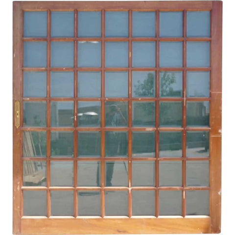 Large Vintage Argentine Cedro Mahogany and Beveled Glass Pane Single Sliding Door