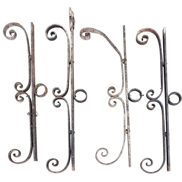 Four French Beaux Arts Wrought Iron Architectural Scrolls