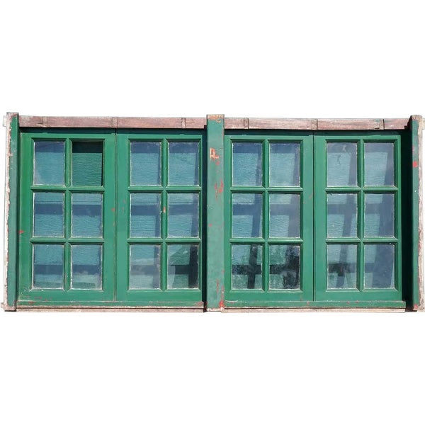 Argentine Painted Mahogany Glass Pane Four-Part Casement Window