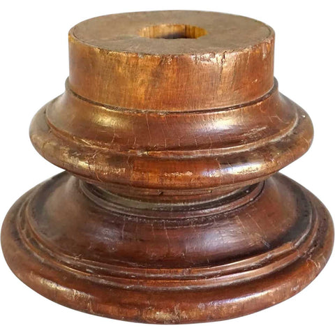 Small Anglo Indian Solid Teak Round Architectural Pillar Base